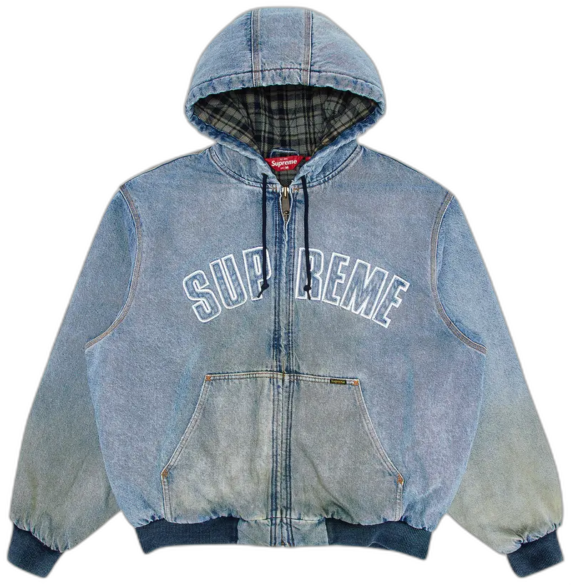 Supreme Reflective Arc Hooded Work Jacket Denim